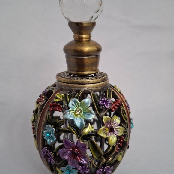 Vintage Yu Feng Flower Glass Perfume Bottle - Picture 1 of 6